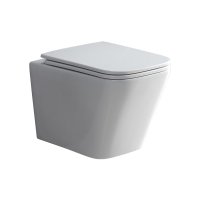 Mereo WC set - Rimless WC hranaté, modul pro sádrokarton, bílé hranaté tlačítko