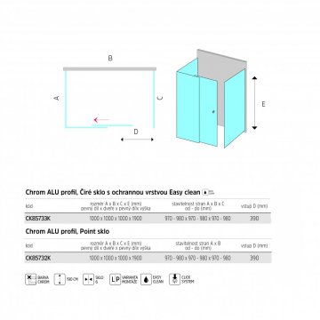 Mereo Sprchový kout, LIMA, čtverec, 100x100x100x190 cm, chrom ALU, sklo Čiré