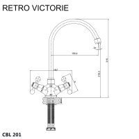 Mereo Dřezová stojánková baterie, Retro Viktorie, výška 315 mm, chrom