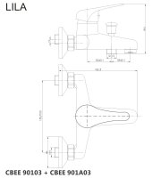 Mereo Vanová nástěnná baterie, Lila, bez příslušenství, chrom