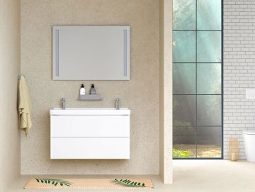 Mereo Siena, koupelnová skříňka s umyvadlem z litého mramoru 101 cm, pro 2 baterie