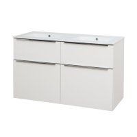 Mereo Mailo, koupelnová skříňka s keramickým umyvadlem 121 cm, bílá, chrom madlo