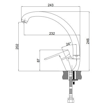 Mereo Dřezová stojánková mimoúrovňová baterie, Zuna, s ramínkem nad pákou, výška 240 mm, chrom