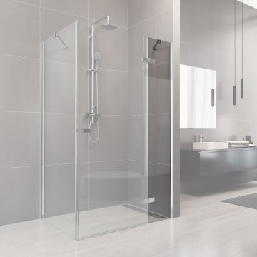 Mereo Fixní sklo, Novea, 44,50 cm, chrom ALU, sklo Čiré, L/P provedení
