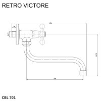 Mereo Umyvadlový kohoutek nástěnný, Retro Viktorie, s ramínkem otočným ø 18 mm - 200 mm, chrom