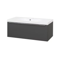Mereo Mailo, koupelnová skříňka s umyvadlem z litého mramoru 101 cm, antracit, chrom madlo