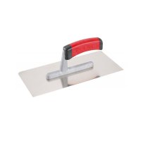 Hladítko nerez hladké, 2 oblé rohy, 280 x 130 mm, gumová rukojeť