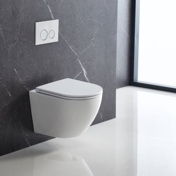 Mereo WC set - Smart flush rimless WC oblé, modul pro sádrokarton, bílé oválné tlačítko