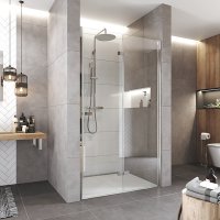 Mereo Zalamovací sprchové dveře, Novea, chrom ALU, sklo Čiré, pravé provedení