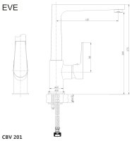 Mereo Dřezová stojánková baterie, Eve, s plochým ramínkem nad pákou, výška 273 mm, chrom
