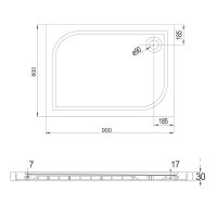 Mereo Obdélníková sprchová vanička, 90x80x3 cm, bez nožiček, litý mramor
