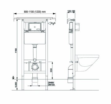 Mereo WC modul pro suchou instalaci, pro sádrokarton (instalace do jádra)