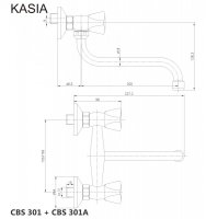 Mereo Dřezová nástěnná baterie, Kasia, s ramínkem trubkovým pr. 18 mm - 200 mm, chrom