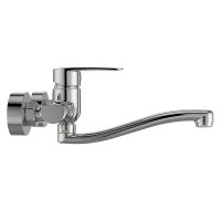 Mereo Dřezová nástěnná baterie, Pego, 150 mm, s ramínkem plochým vyhnutým 200 mm, chrom