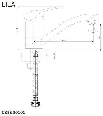 Mereo Dřezová stojánková baterie, Lila, s ramínkem plochým 170 mm, chrom