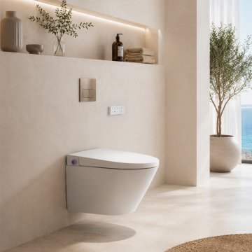 Mereo WC s integrovaným elektronickým bidetem, RIMLESS, 592x380x430 cm, keramické, vč. sedátka