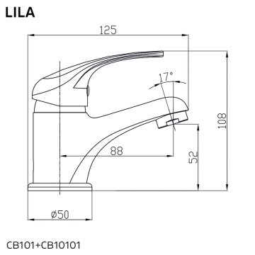Mereo Umyvadlová stojánková baterie, Lila, bez výpusti, chrom