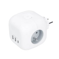 Rozbočka kostka, 3x 16A + USB A+C, bílá, vypínač