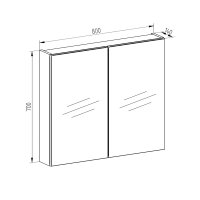 Mereo Koupelnová skříňka zrcadlová 80 cm, galerka, 2 x dvířka, Multidecor