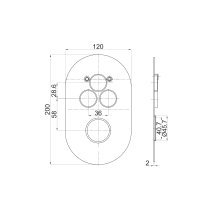 Mereo Termostatická podomítková tlačítková baterie - 3-cestná - oválný kryt