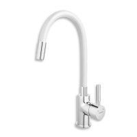 Dřezová stojánková baterie s elastickým ramenem, bílá-chrom, 70710,0B