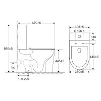 Mereo WC kombi, vyvýšené, vario odpad, kapotované, Smart Flush RIMLESS, keramické vč. sedátka