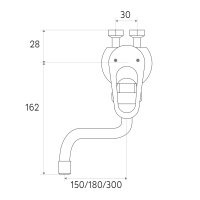 Mereo Dřezová nástěnná baterie s ramínkem 3/4" - 150 mm, chrom