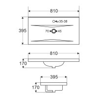 Mereo Nábytkové umyvadlo, 81x39,5x17 cm, keramické, bílé