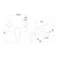 Mereo Vanová nástěnná baterie, Sonáta, s keramickým přepínačem, bez příslušenství, chrom