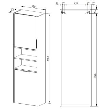 Mereo Vigo, koupelnová skříňka vysoká s košem, 180 cm
