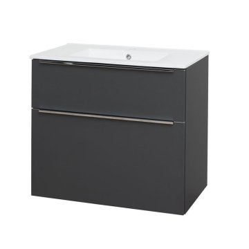 Mereo Mailo, koupelnová skříňka s keramickým umyvadlem 81 cm, antracit, chrom madlo