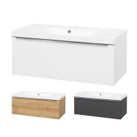 Mereo Mailo, koupelnová skříňka s umyvadlem z litého mramoru 101 cm, chrom madlo