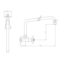 Mereo Umyvadlový kohoutek nástěnný, Retro Viktorie, s ramínkem otočným ø 18 mm - 230 mm, chrom
