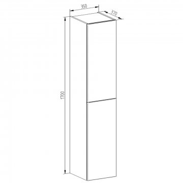 Mereo Aira, koupelnová skříňka 170 cm vysoká, pravé otevírání