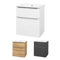 Mereo Mailo, koupelnová skříňka s keramickým umyvadlem 61 cm, chrom madlo