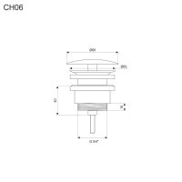 Mereo Výpusť neuzavírací celokovová bez přepadu s bílým keramickým vrškem, pochrom. mosaz, ø 5/4"