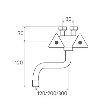 Mereo Dřezová nástěnná baterie s ramínkem trubkovým Ø16mm - 120 mm, chrom