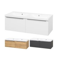 Mereo Mailo, koupelnová skříňka s umyvadlem z litého mramoru 121 cm, chrom madlo