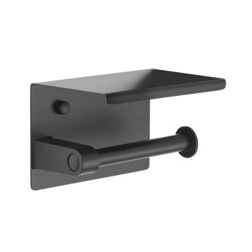 Držák toaletního papíru s poličkou, černá matná