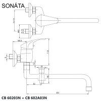 Mereo Nástěnná baterie do byt. jádra, Sonáta, bez příslušentví pr. 18 mm - 330 mm, chrom