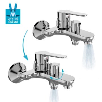 Mereo Vanová nástěnná baterie, Zuna, s keramickým přepínačem, bez příslušenství, chrom