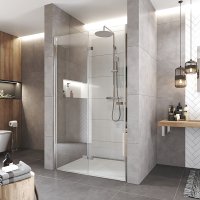 Mereo Zalamovací sprchové dveře, Novea, chrom ALU, sklo Čiré, levé provedení