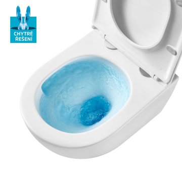 Mereo WC set - Smart flush rimless WC oblé, modul pro sádrokarton, bílé hranaté tlačítko