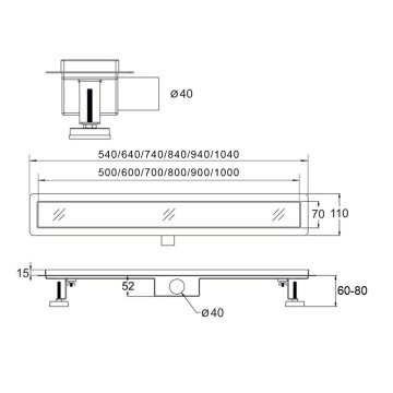 Mereo Odtokový sprchový žlab TILE