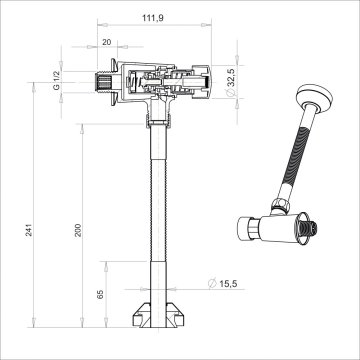 Mereo Pisoárová sada s tlačným ventilem 1/2" x 1/2"