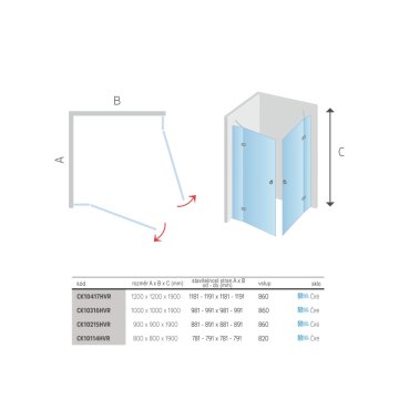 Mereo Sprchový kout, Fantasy, čtverec, 90 cm, chrom ALU, sklo Čiré - zboží bylo vystaveno