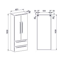 Mereo Bino, koupelnová skříňka vysoká 163 cm, dvojitá, Multidecor