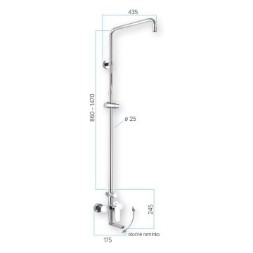 Mereo Vanová baterie s talířovou kulatou slim sprchou ø 250 mm, nerez