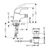 Hansgrohe bidetová baterie Focus E s výpustí, 31720000