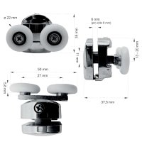 Mereo Sady pojezdů - horní, pojezdy pevné pro kouty CK608xxK, sada 4 ks